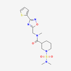 molecular formula C16H23N5O4S2 B4460857 1-[(dimethylamino)sulfonyl]-N-methyl-N-{[3-(2-thienyl)-1,2,4-oxadiazol-5-yl]methyl}-3-piperidinecarboxamide 