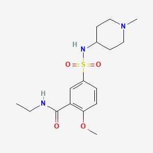 molecular formula C16H25N3O4S B4460891 N-ethyl-2-methoxy-5-{[(1-methyl-4-piperidinyl)amino]sulfonyl}benzamide 