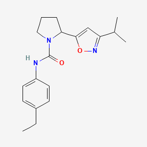 molecular formula C19H25N3O2 B4460908 N-(4-ethylphenyl)-2-(3-isopropyl-5-isoxazolyl)-1-pyrrolidinecarboxamide 