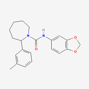 molecular formula C21H24N2O3 B4460936 N-1,3-benzodioxol-5-yl-2-(3-methylphenyl)-1-azepanecarboxamide 