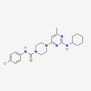 molecular formula C22H29ClN6O B4460953 N-(4-chlorophenyl)-4-[2-(cyclohexylamino)-6-methyl-4-pyrimidinyl]-1-piperazinecarboxamide 