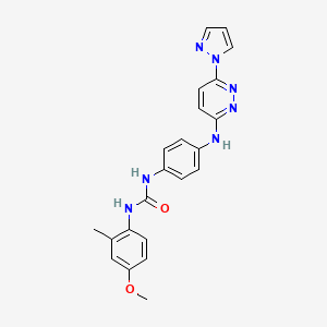 molecular formula C22H21N7O2 B4460985 N-(4-methoxy-2-methylphenyl)-N'-(4-{[6-(1H-pyrazol-1-yl)-3-pyridazinyl]amino}phenyl)urea 