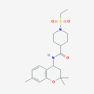 molecular formula C20H30N2O4S B4461000 1-(ethylsulfonyl)-N-(2,2,7-trimethyl-3,4-dihydro-2H-chromen-4-yl)-4-piperidinecarboxamide 
