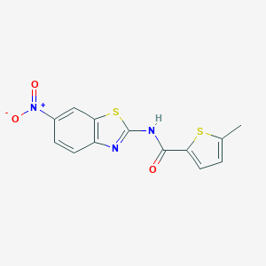 molecular formula C13H9N3O3S2 B446101 5-methyl-N-(6-nitro-1,3-benzothiazol-2-yl)thiophene-2-carboxamide 