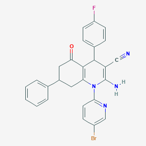 2-Amino-1-(5-bromopyridin-2-yl)-4-(4-fluorophenyl)-5-oxo-7-phenyl-1,4,5,6,7,8-hexahydroquinoline-3-carbonitrile