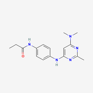 molecular formula C16H21N5O B4461034 N-(4-{[6-(dimethylamino)-2-methyl-4-pyrimidinyl]amino}phenyl)propanamide 