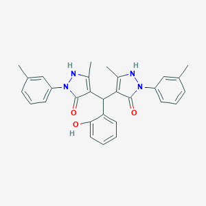 4-[[5-hydroxy-3-methyl-1-(3-methylphenyl)-1H-pyrazol-4-yl](2-hydroxyphenyl)methyl]-5-methyl-2-(3-methylphenyl)-1,2-dihydro-3H-pyrazol-3-one