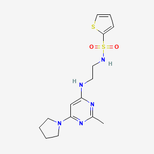 molecular formula C15H21N5O2S2 B4461041 N-(2-{[2-methyl-6-(1-pyrrolidinyl)-4-pyrimidinyl]amino}ethyl)-2-thiophenesulfonamide 