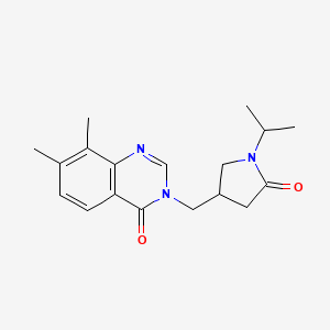 molecular formula C18H23N3O2 B4461058 3-[(1-isopropyl-5-oxopyrrolidin-3-yl)methyl]-7,8-dimethylquinazolin-4(3H)-one 