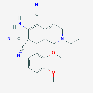 molecular formula C22H23N5O2 B4461106 6-amino-8-(2,3-dimethoxyphenyl)-2-ethyl-2,3,8,8a-tetrahydro-5,7,7(1H)-isoquinolinetricarbonitrile 