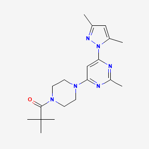 4-[4-(2,2-dimethylpropanoyl)-1-piperazinyl]-6-(3,5-dimethyl-1H-pyrazol-1-yl)-2-methylpyrimidine