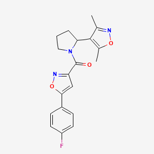 molecular formula C19H18FN3O3 B4461125 4-(1-{[5-(4-fluorophenyl)-3-isoxazolyl]carbonyl}-2-pyrrolidinyl)-3,5-dimethylisoxazole 