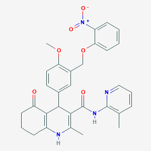 4-[3-({2-nitrophenoxy}methyl)-4-methoxyphenyl]-2-methyl-N-(3-methylpyridin-2-yl)-5-oxo-1,4,5,6,7,8-hexahydroquinoline-3-carboxamide
