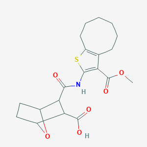 molecular formula C20H25NO6S B446117 2-[(3-Methoxycarbonyl-4,5,6,7,8,9-hexahydrocycloocta[b]thiophen-2-yl)carbamoyl]-7-oxabicyclo[2.2.1]heptane-3-carboxylic acid 