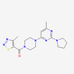molecular formula C17H23N7OS B4461197 4-methyl-6-{4-[(4-methyl-1,2,3-thiadiazol-5-yl)carbonyl]-1-piperazinyl}-2-(1-pyrrolidinyl)pyrimidine 