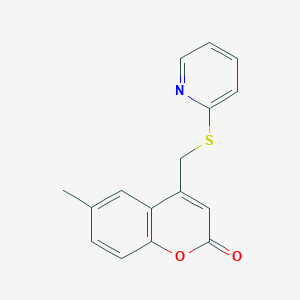 6-methyl-4-[(2-pyridinylthio)methyl]-2H-chromen-2-one