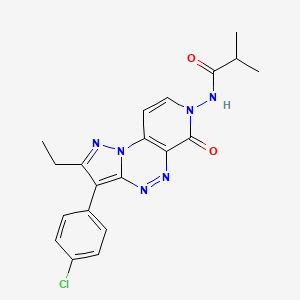 molecular formula C20H19ClN6O2 B4461228 N-[3-(4-chlorophenyl)-2-ethyl-6-oxopyrazolo[5,1-c]pyrido[4,3-e][1,2,4]triazin-7(6H)-yl]-2-methylpropanamide 