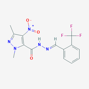 molecular formula C14H12F3N5O3 B446123 4-nitro-1,3-dimethyl-N'-[2-(trifluoromethyl)benzylidene]-1H-pyrazole-5-carbohydrazide 
