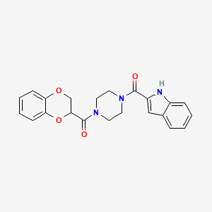 molecular formula C22H21N3O4 B4461236 2-{[4-(2,3-dihydro-1,4-benzodioxin-2-ylcarbonyl)-1-piperazinyl]carbonyl}-1H-indole 