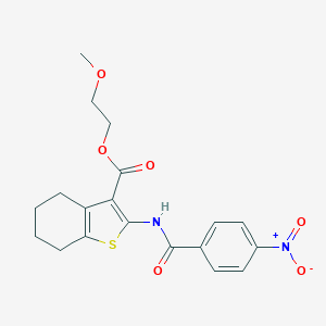 molecular formula C19H20N2O6S B446124 2-Methoxyethyl 2-({4-nitrobenzoyl}amino)-4,5,6,7-tetrahydro-1-benzothiophene-3-carboxylate 
