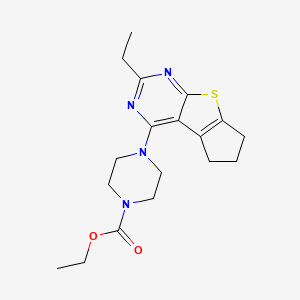 ethyl 4-(2-ethyl-6,7-dihydro-5H-cyclopenta[4,5]thieno[2,3-d]pyrimidin-4-yl)-1-piperazinecarboxylate