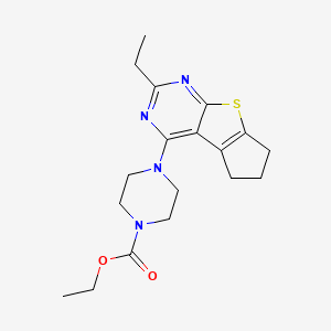 molecular formula C18H24N4O2S B4461264 ethyl 4-(2-ethyl-6,7-dihydro-5H-cyclopenta[4,5]thieno[2,3-d]pyrimidin-4-yl)-1-piperazinecarboxylate 