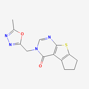 molecular formula C13H12N4O2S B4461280 3-[(5-methyl-1,3,4-oxadiazol-2-yl)methyl]-3,5,6,7-tetrahydro-4H-cyclopenta[4,5]thieno[2,3-d]pyrimidin-4-one 