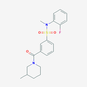 molecular formula C20H23FN2O3S B4461282 N-(2-fluorophenyl)-N-methyl-3-[(3-methyl-1-piperidinyl)carbonyl]benzenesulfonamide 