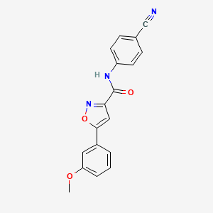molecular formula C18H13N3O3 B4461299 N-(4-cyanophenyl)-5-(3-methoxyphenyl)-3-isoxazolecarboxamide 