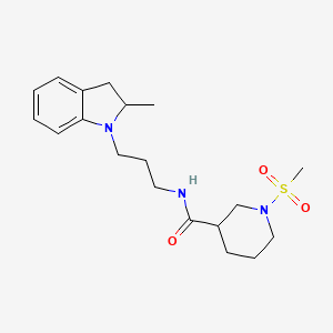 molecular formula C19H29N3O3S B4461307 N-[3-(2-methyl-2,3-dihydro-1H-indol-1-yl)propyl]-1-(methylsulfonyl)-3-piperidinecarboxamide 