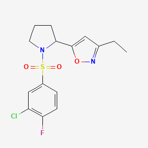 molecular formula C15H16ClFN2O3S B4461311 5-{1-[(3-chloro-4-fluorophenyl)sulfonyl]-2-pyrrolidinyl}-3-ethylisoxazole 