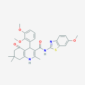 molecular formula C29H31N3O5S B446132 4-(2,3-dimethoxyphenyl)-N-(6-methoxy-1,3-benzothiazol-2-yl)-2,7,7-trimethyl-5-oxo-1,4,5,6,7,8-hexahydro-3-quinolinecarboxamide 