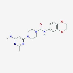 molecular formula C20H26N6O3 B4461346 N-(2,3-dihydro-1,4-benzodioxin-6-yl)-4-[6-(dimethylamino)-2-methyl-4-pyrimidinyl]-1-piperazinecarboxamide 