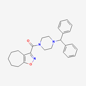molecular formula C26H29N3O2 B4461349 3-{[4-(diphenylmethyl)-1-piperazinyl]carbonyl}-5,6,7,8-tetrahydro-4H-cyclohepta[d]isoxazole 