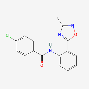 molecular formula C16H12ClN3O2 B4461379 4-chloro-N-[2-(3-methyl-1,2,4-oxadiazol-5-yl)phenyl]benzamide 