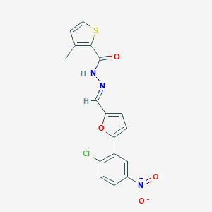 molecular formula C17H12ClN3O4S B446138 N'-[(5-{2-chloro-5-nitrophenyl}-2-furyl)methylene]-3-methyl-2-thiophenecarbohydrazide 