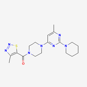 molecular formula C18H25N7OS B4461413 4-methyl-6-{4-[(4-methyl-1,2,3-thiadiazol-5-yl)carbonyl]-1-piperazinyl}-2-(1-piperidinyl)pyrimidine 
