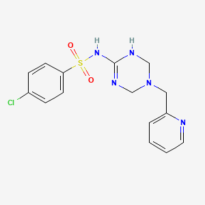 molecular formula C15H16ClN5O2S B4461429 4-chloro-N-[5-(2-pyridinylmethyl)-1,4,5,6-tetrahydro-1,3,5-triazin-2-yl]benzenesulfonamide 