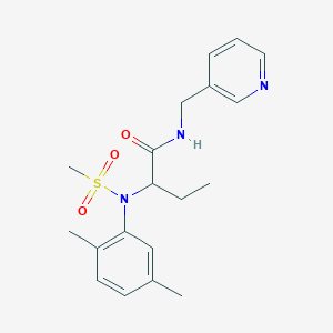 molecular formula C19H25N3O3S B4461445 2-[(2,5-dimethylphenyl)(methylsulfonyl)amino]-N-(3-pyridinylmethyl)butanamide 