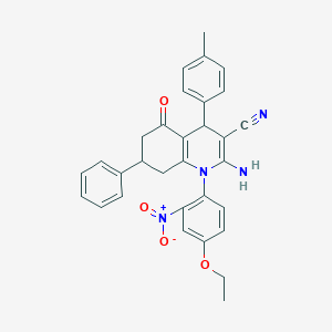 2-Amino-1-(4-ethoxy-2-nitrophenyl)-4-(4-methylphenyl)-5-oxo-7-phenyl-1,4,5,6,7,8-hexahydroquinoline-3-carbonitrile