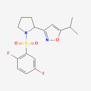 molecular formula C16H18F2N2O3S B4461482 3-{1-[(2,5-difluorophenyl)sulfonyl]-2-pyrrolidinyl}-5-isopropylisoxazole 