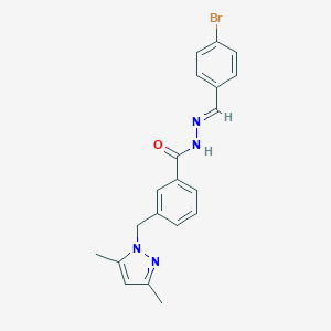 molecular formula C20H19BrN4O B446149 N'-(4-bromobenzylidene)-3-[(3,5-dimethyl-1H-pyrazol-1-yl)methyl]benzohydrazide 