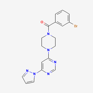 molecular formula C18H17BrN6O B4461498 4-[4-(3-bromobenzoyl)-1-piperazinyl]-6-(1H-pyrazol-1-yl)pyrimidine 