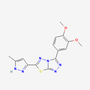 3-(3,4-dimethoxyphenyl)-6-(5-methyl-1H-pyrazol-3-yl)[1,2,4]triazolo[3,4-b][1,3,4]thiadiazole