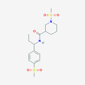 molecular formula C17H26N2O5S2 B4461513 1-(methylsulfonyl)-N-{1-[4-(methylsulfonyl)phenyl]propyl}-3-piperidinecarboxamide 