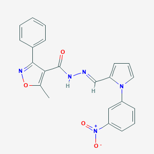 molecular formula C22H17N5O4 B446154 N'-[(1-{3-nitrophenyl}-1H-pyrrol-2-yl)methylene]-5-methyl-3-phenyl-4-isoxazolecarbohydrazide 