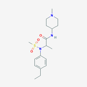 molecular formula C18H29N3O3S B4461545 N~2~-(4-ethylphenyl)-N~1~-(1-methyl-4-piperidinyl)-N~2~-(methylsulfonyl)alaninamide 