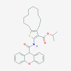 molecular formula C32H37NO4S B446155 isopropyl 2-[(9H-xanthen-9-ylcarbonyl)amino]-4,5,6,7,8,9,10,11,12,13-decahydrocyclododeca[b]thiophene-3-carboxylate 