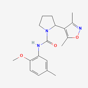 molecular formula C18H23N3O3 B4461553 2-(3,5-dimethyl-4-isoxazolyl)-N-(2-methoxy-5-methylphenyl)-1-pyrrolidinecarboxamide 