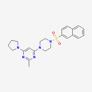 molecular formula C23H27N5O2S B4461561 2-methyl-4-[4-(2-naphthylsulfonyl)-1-piperazinyl]-6-(1-pyrrolidinyl)pyrimidine 